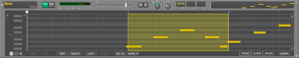 MIDI track with pianoroll editor