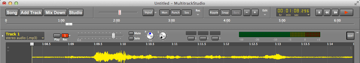 Audio input level fader (near the top)