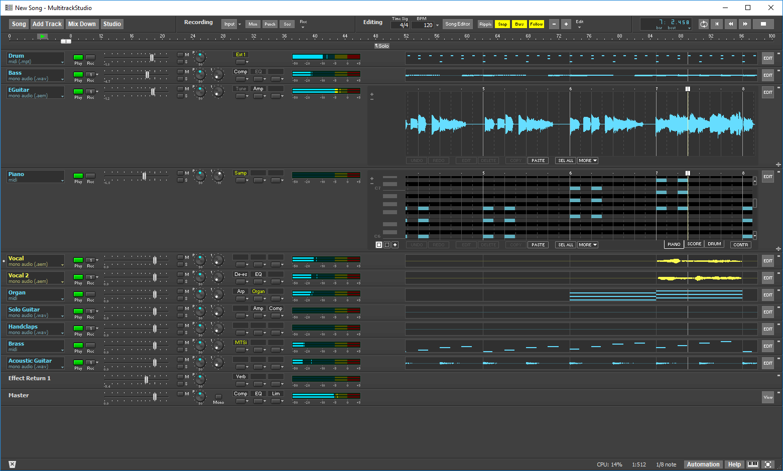 Content panes on the right with aligned editors