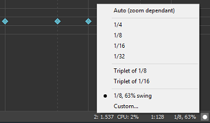 Editor grid menu