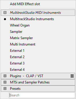 MIDI instrument selector