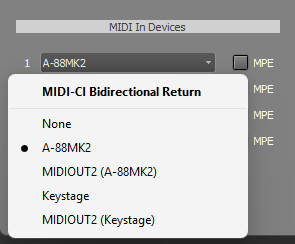 MIDI-CI Bidirectional Return selector