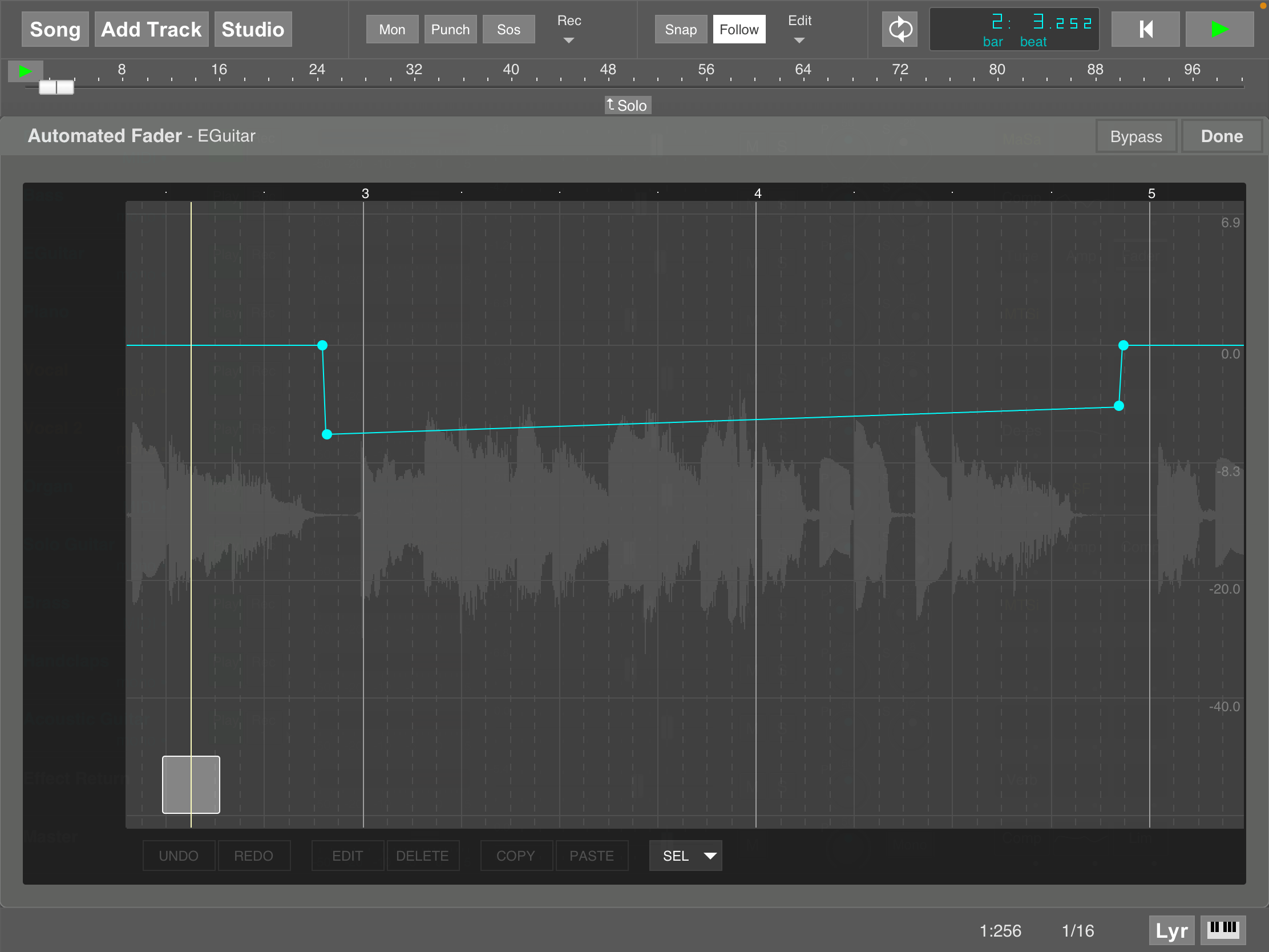 MultitrackStudio for iPad - Automated Fader effect