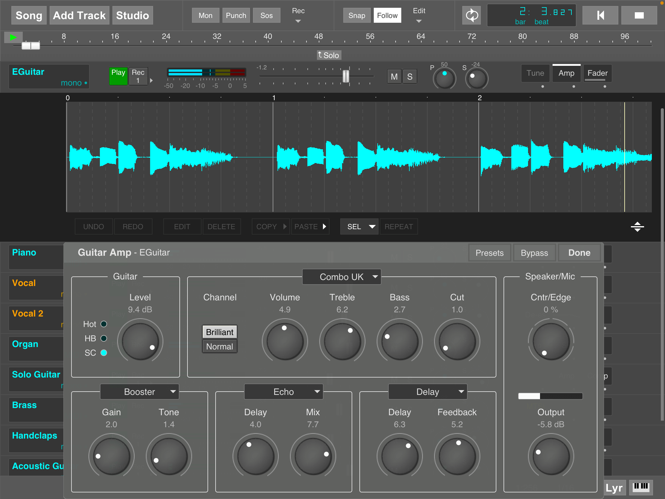 MultitrackStudio for iPad - Guitar Amp effect
