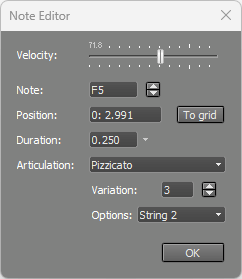 Orchestral Articulations in Note Editor