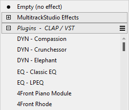 Categories in effect selector