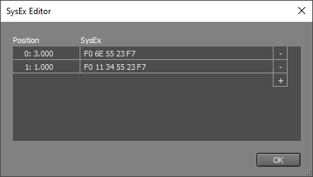 SysEx editor window
