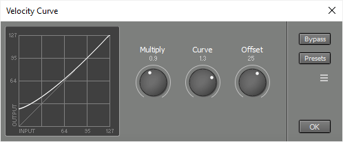 Velocity Curve window